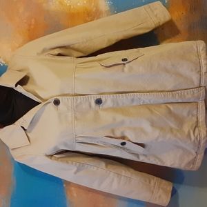 Lands End Khaki Pea Coat Girls 10/12